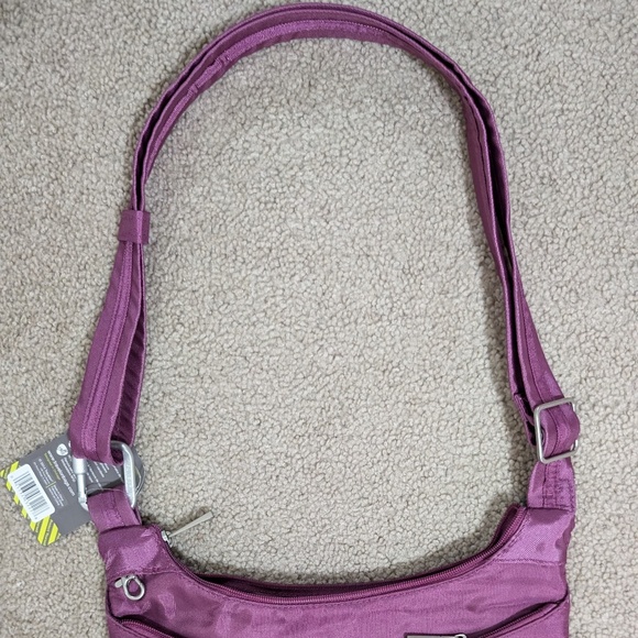 Travelon Quilted Messenger Bag Crossbody Purse Anti Theft RFID Blocking Purple - Picture 4 of 4